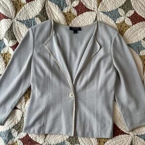 St. John gray button blazer with leather trim size 14